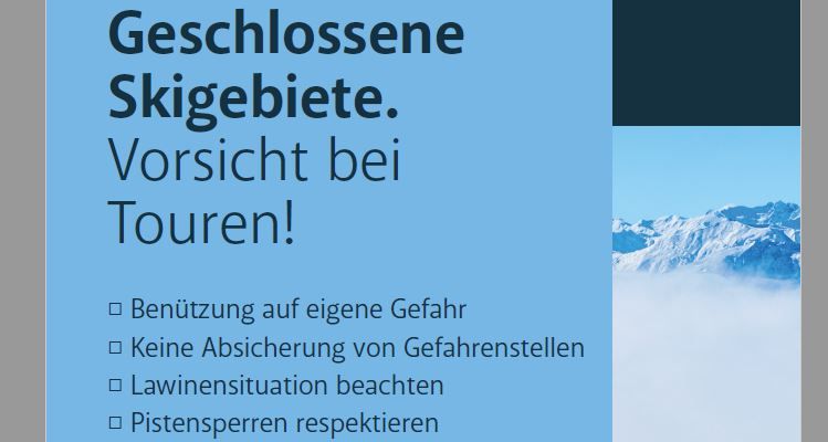 Vorsicht bei Touren in Skigebieten